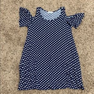 Polka dot Ruffled Off The Shoulder Dress